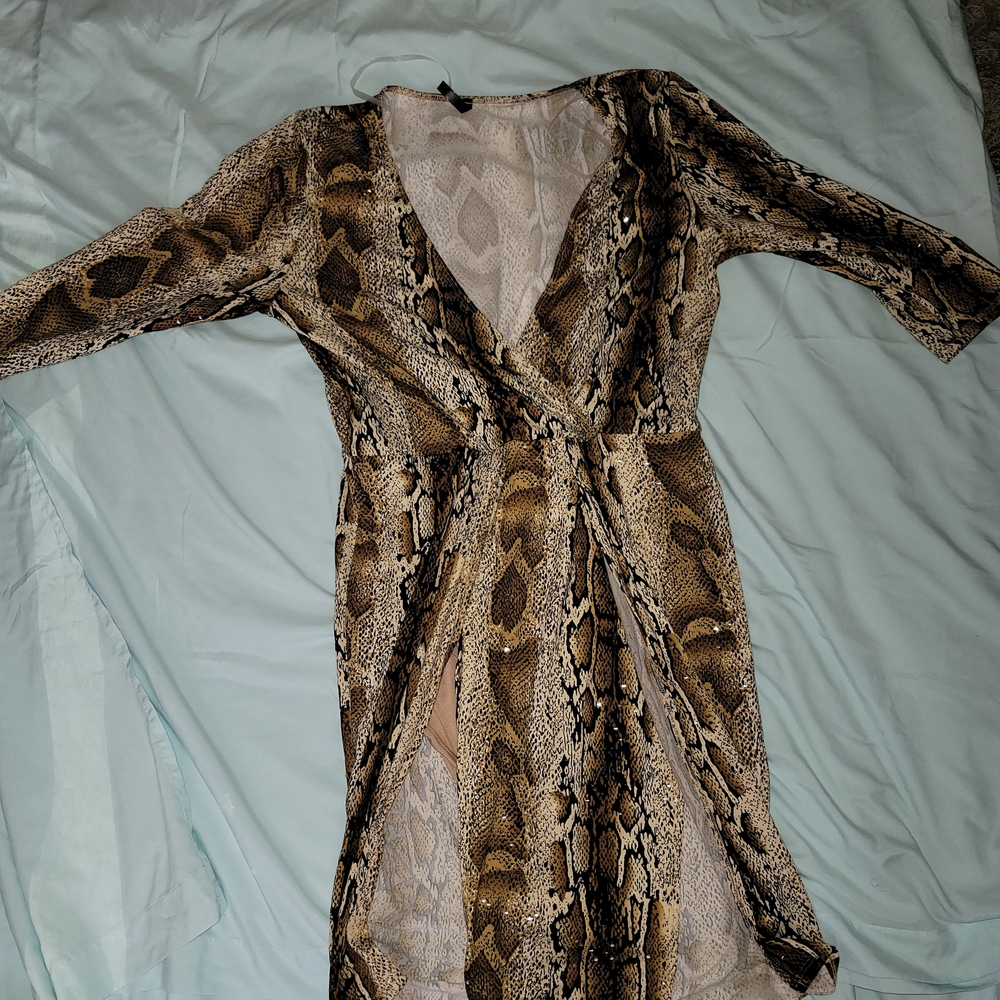Snake Print Wrap Dress